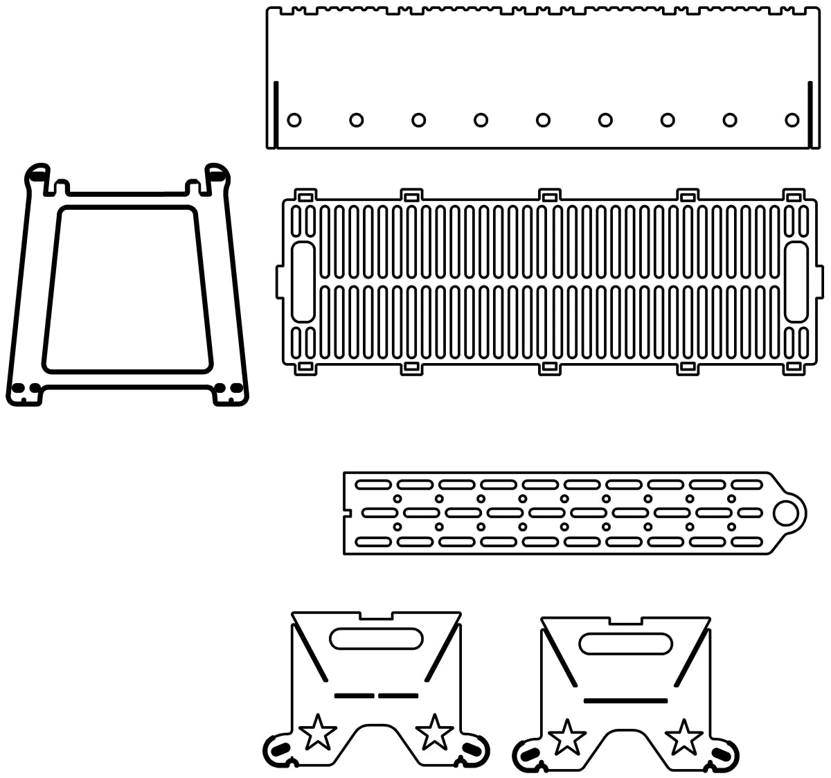 Card type assembled barbecue grill extended version drawing