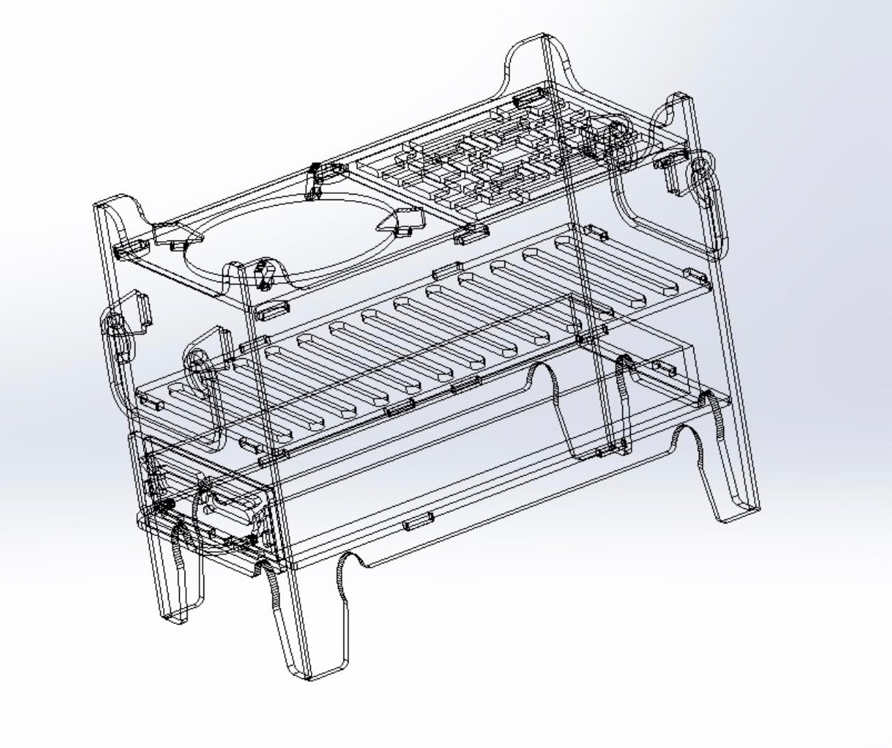 Drawing of barbecue oven for boiling water and grilling