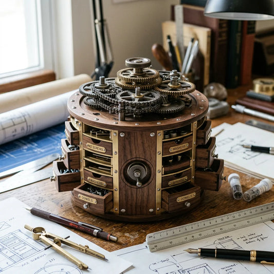 Gear Rotary Storage Box for Laser Cutting Machine Drawing - Precision 3D Digital Fabrication Files