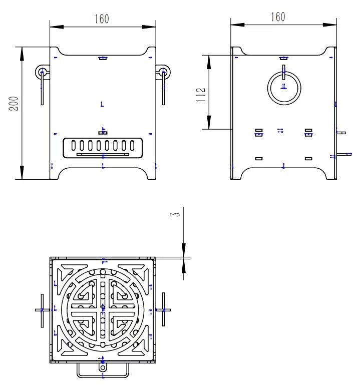 Assembled stove drawings