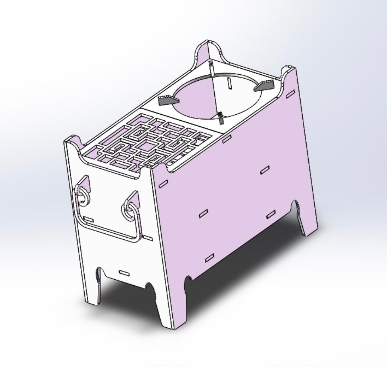 Drawing of barbecue oven for boiling water and grilling